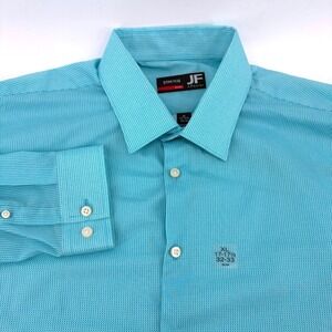 J Ferrar Mens NEW XL Slim Fit Stretch Button Down Dress Shirt Aqua‎